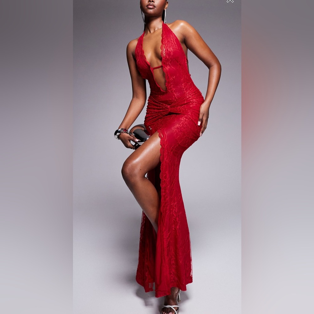 Stunning Red Lace Maxi Dress